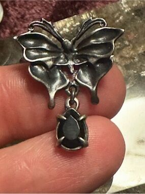 Bloodmilk Jewels Petite Datura Moth with Onyx ring size 8.25